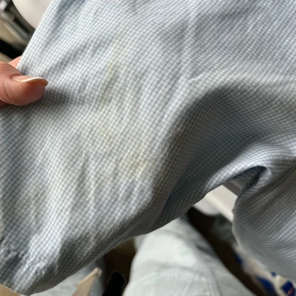 Petit Ami 6 month  blue gingham romper with Peter Pan collared shirt - Picture 2 of 8